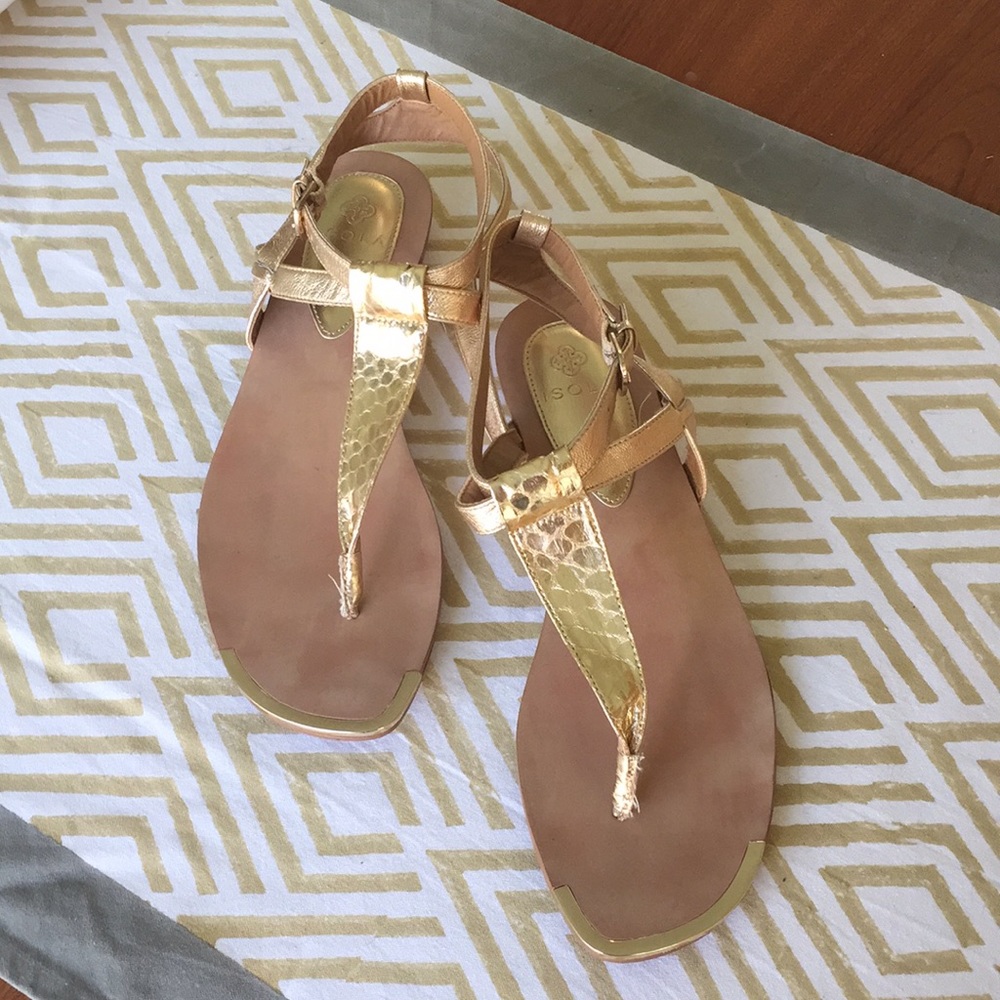 Gold metallic sandals